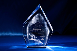 3D crystal laser, crystal award, financial tombstone